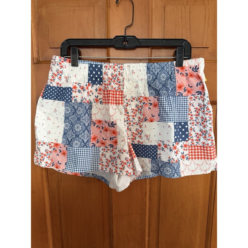 Women's Zoe + Liv Patchwork Graphic Pull-On Shorts Large Louge Shorts NWT Sleep